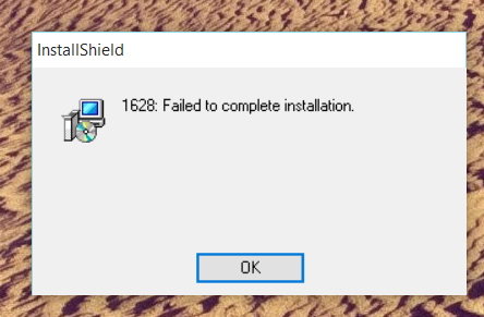 1628 Failed To Complete Installation Windows 10